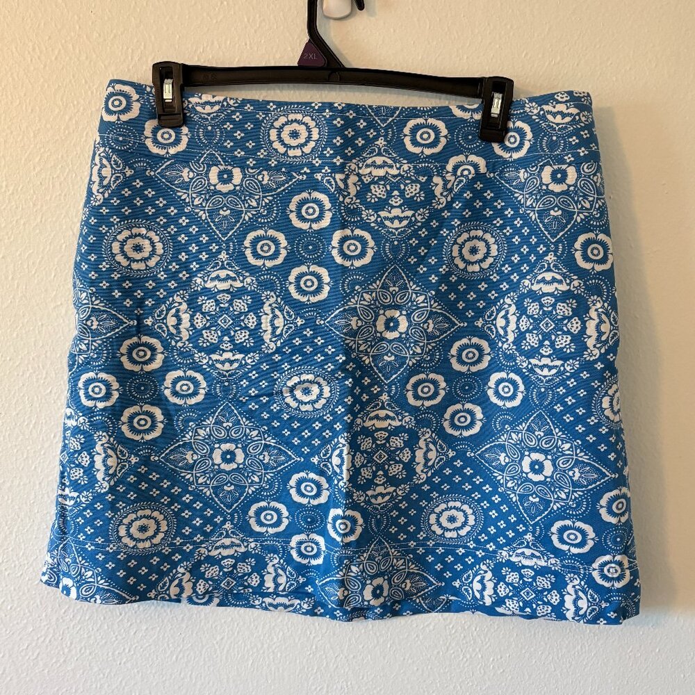 Talbots 16W Stretch Pencil Skirt Blue White Career Plus Size